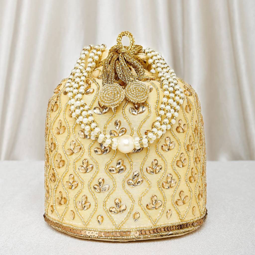 Embroidered Potli Bag For Women Handmade Ethnic Purse Evening Handbags Stylish Bridal Fashion Clutch Bag Gift For Girls : P88G