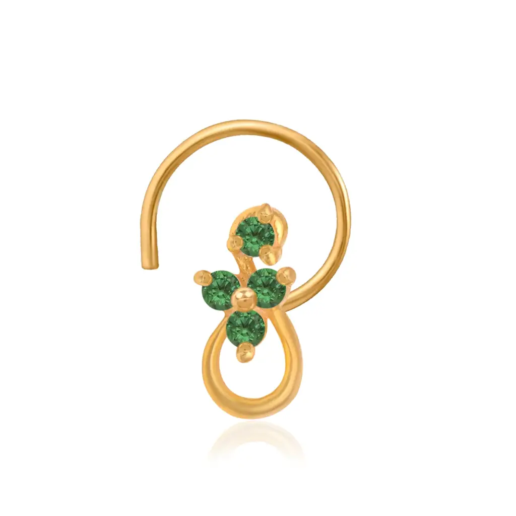 Mooneye Multi Stone Floral Drop Nose Pin - Gold Plated 925