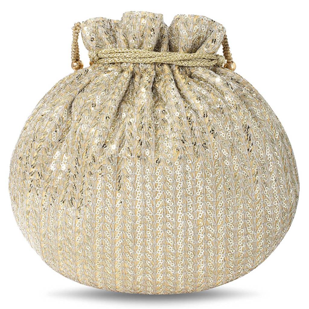 Potli Bags For Women Girls Evening Bag Clutch Ethnic Bride Purse With Drawstring (P07G) : P07G