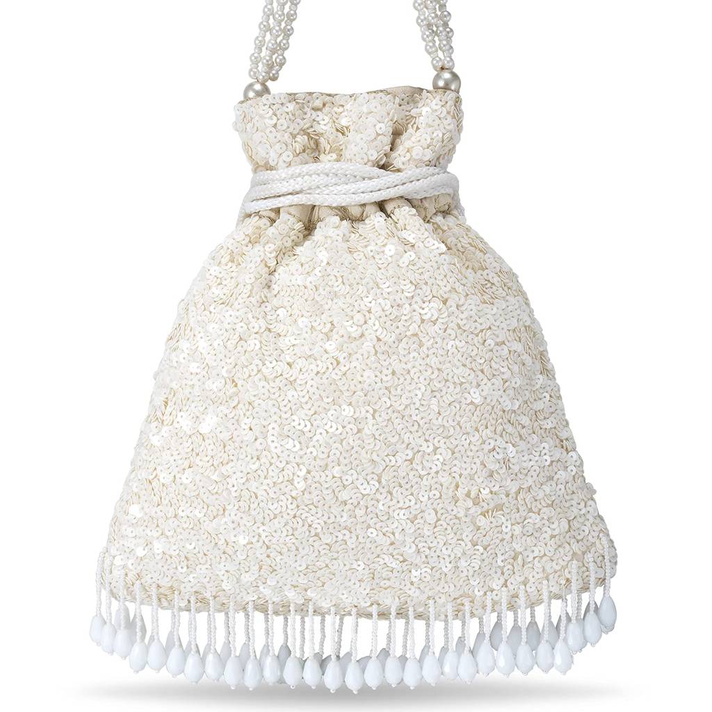 Potli Bags For Women Evening Bag Clutch Ethnic Bride Purse With Drawstring (P15Crm) : P15W