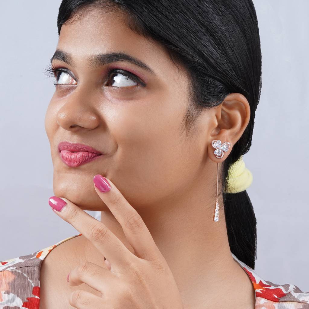 925 Sterling Floral Earrings : TRETL0044Rose