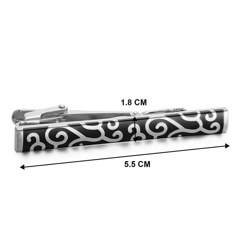 Black Silver Two Tone Tie Pin Stylish Accesories For Men & Boys Wedding Business Gift (Px9T05S) : PX9T05S