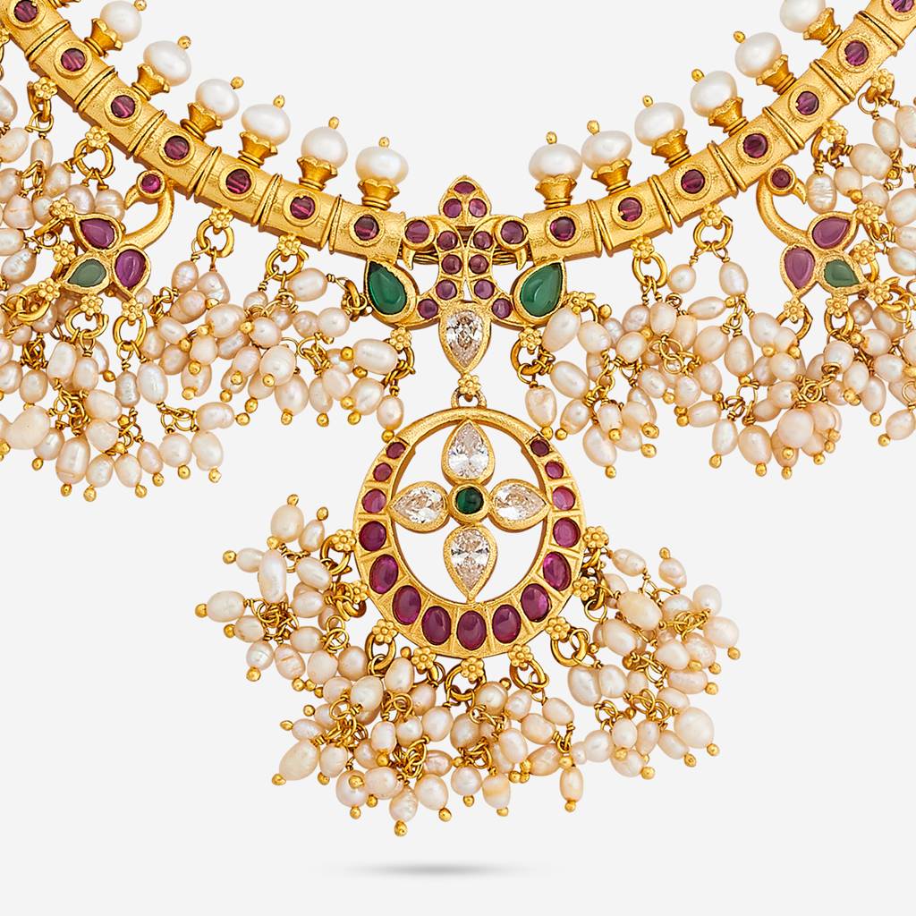 Ruby-Green Gold - Plated Bridesmaid Temple Necklace - 452652 : 452652
