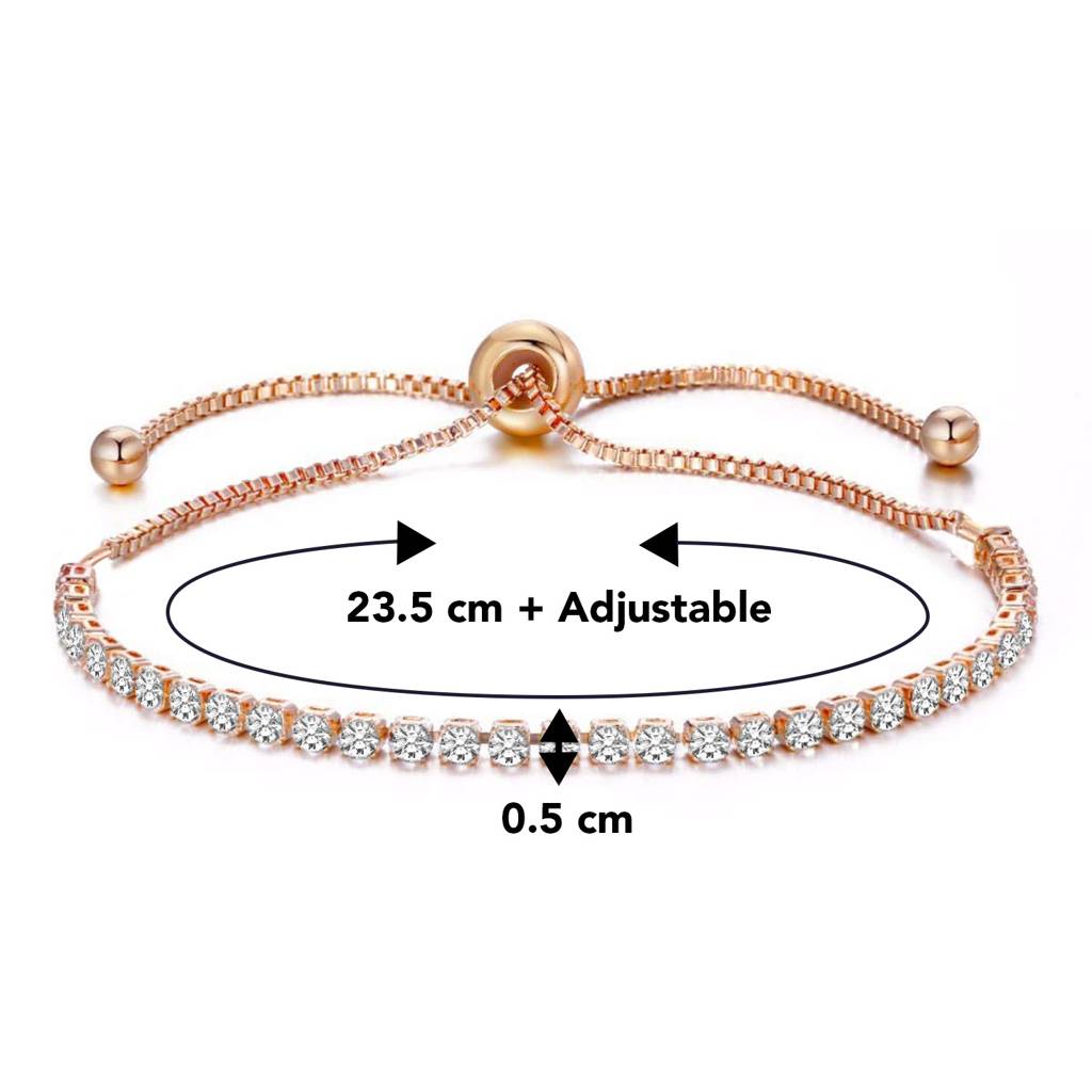 Peora Rose Gold Plated Cubic Ziroconia Studded Charm Bracelet Stylish Fashion Jewellery For Women : PX8B36C