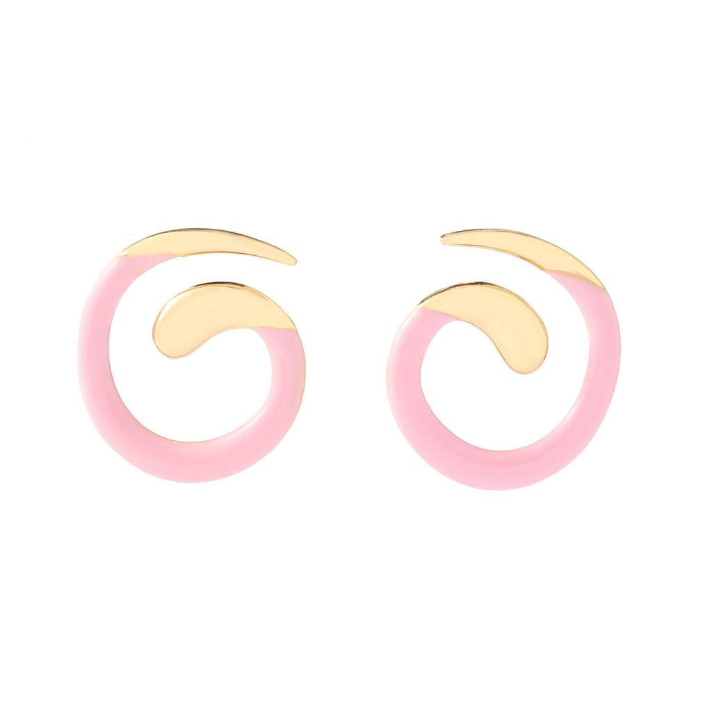 Pink Spiral Luxury Gold Earring : ES13415-G-PNK