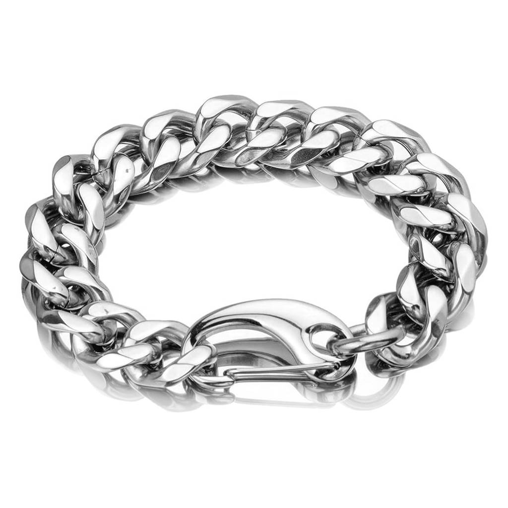 Silver Plated Cuban Link Chain Openable Bracelet Contemporary Jewellery For Men & Boys : PX9B203S