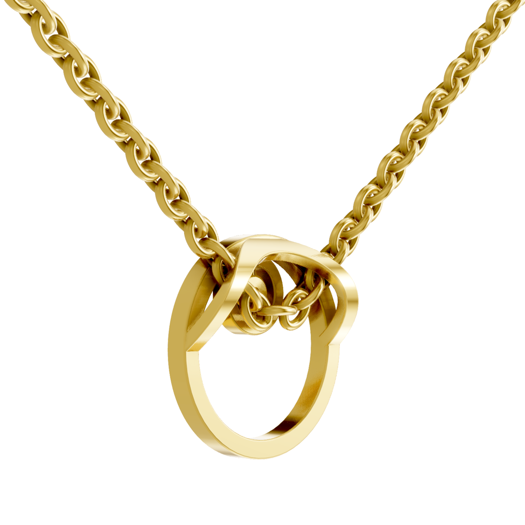 Lab Grown Diamond 0.02 Carat 925 Sterling Silver Gold Plated Circle Diamond Pendant Necklace : SQPN20466-PD-925S-002CT