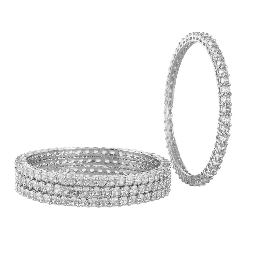 Sparkling Elegance White Round Cut Cz Bracelets : 8905124523119