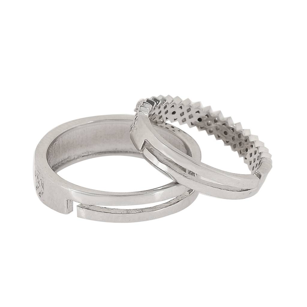 925 Sterling Silver Valentine'S Day Collection Cz Gems Couple Band Rings : 8905124492231