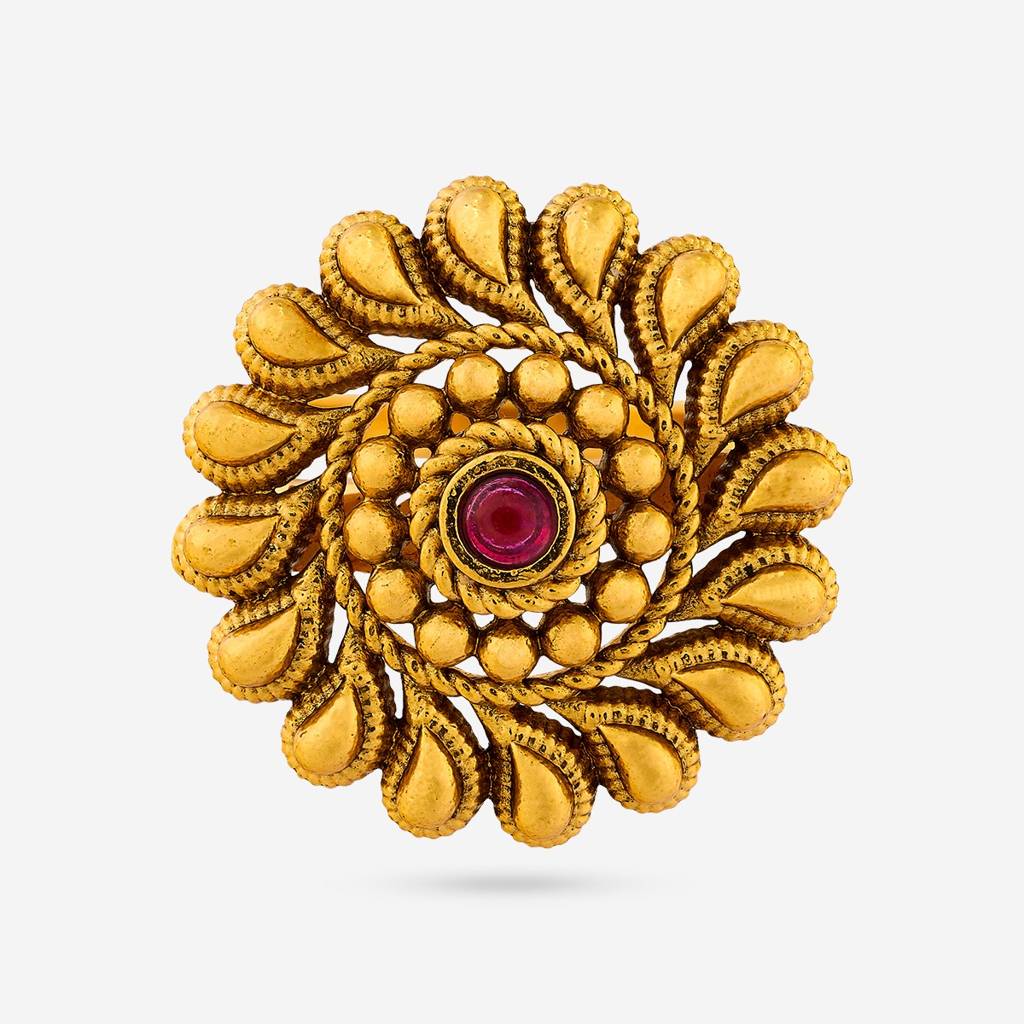 Ruby Gold Plated - Festive Antique Finger Ring - 460645 : 460645