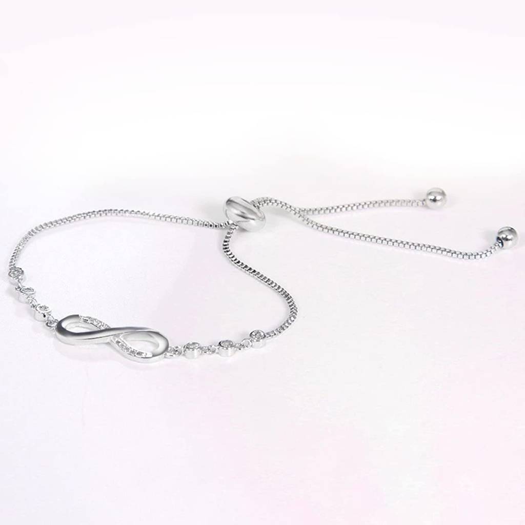 Silver Plated Cubic Zirconia Studded Adjustable Style Bracelet Fashion Jewellery For Women & Girls : PX8B47S