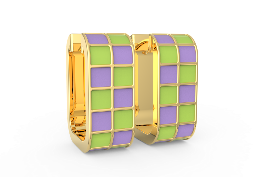 Twirl Pop Two Way Enamel Hoops|18Kt Gold Vermeil|Lifetime Warranty : E925YellowZNE227F0