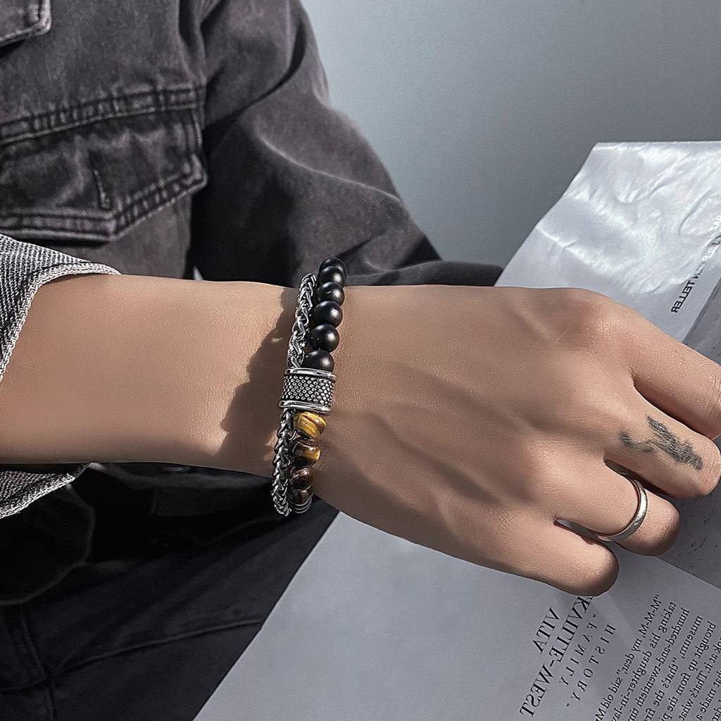 Tiger'S Eye Beaded Band : MB1S0791