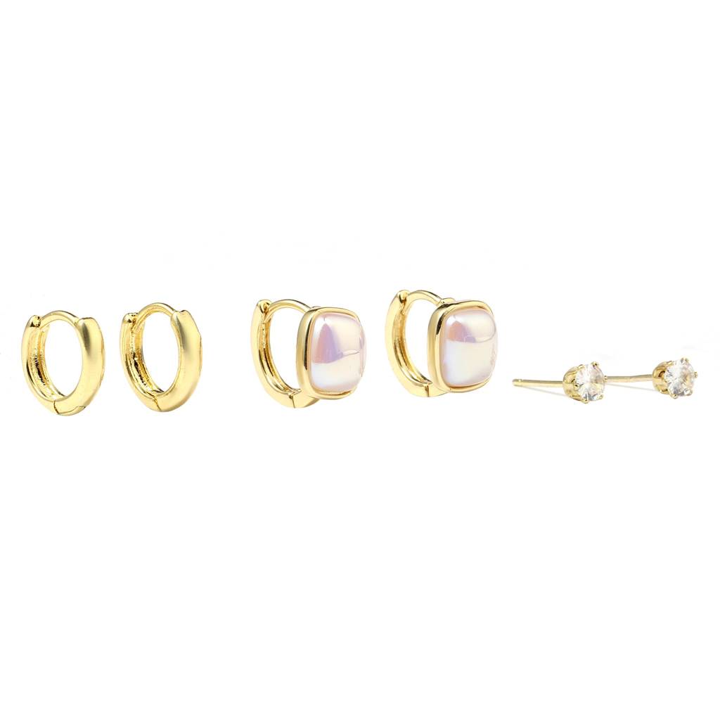 Set Of 3 Keshi Pearl Earrings : EC33987-G