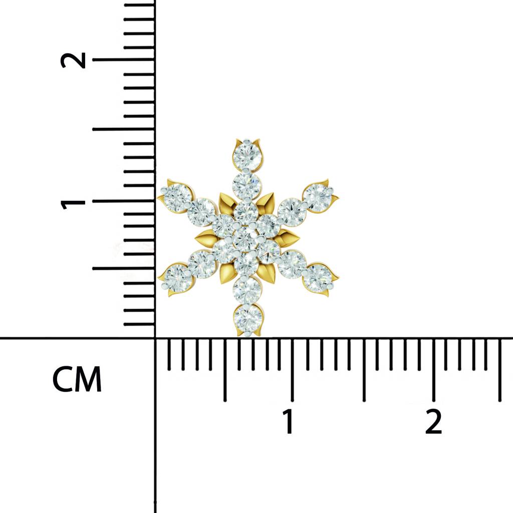 Lab Grown Diamond 0.87Ct Round 925 Sterling Silver Gold Plated Snowflakes Earrings : SQT19350-EG-925S-0.87CT