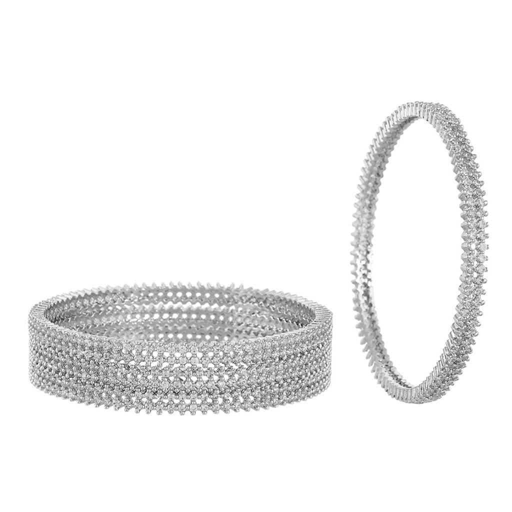 Sparkling Elegance White Cluster Setting Cz Bracelets : 8905124523287