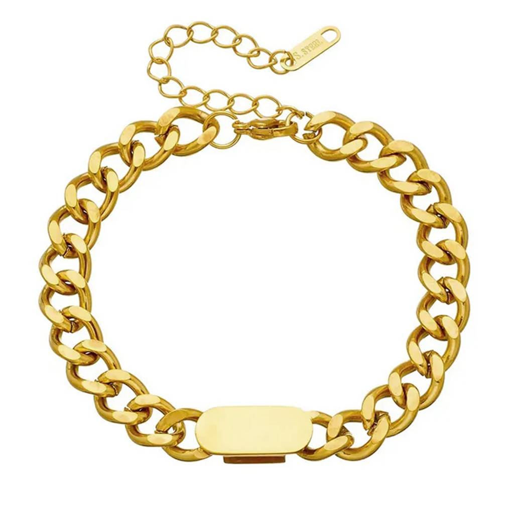 Gold Plated Stainless Steel Link Chain Openable Bracelet Jewellery For Men & Boys : PX9B211G
