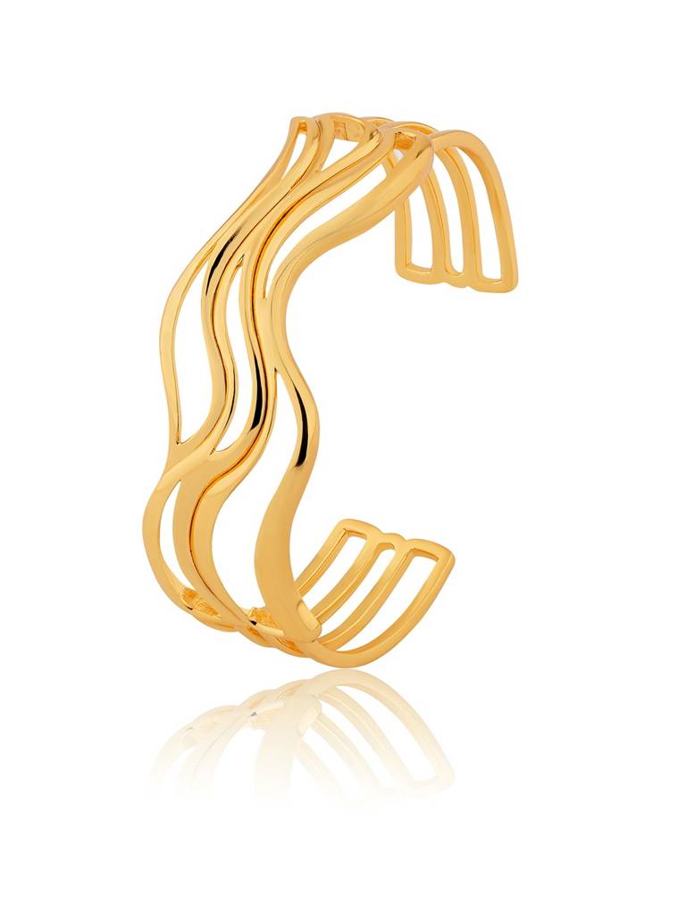 Flow Tide Golden Wave Cuff Adjustable Bracelet : 8905124576771