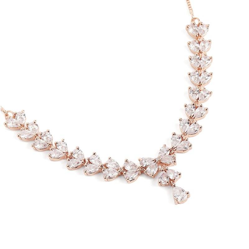 Sparkling Cz V-Shape Necklace Set For Women|Evening Wear & Parties : AD-900-RGWENKER