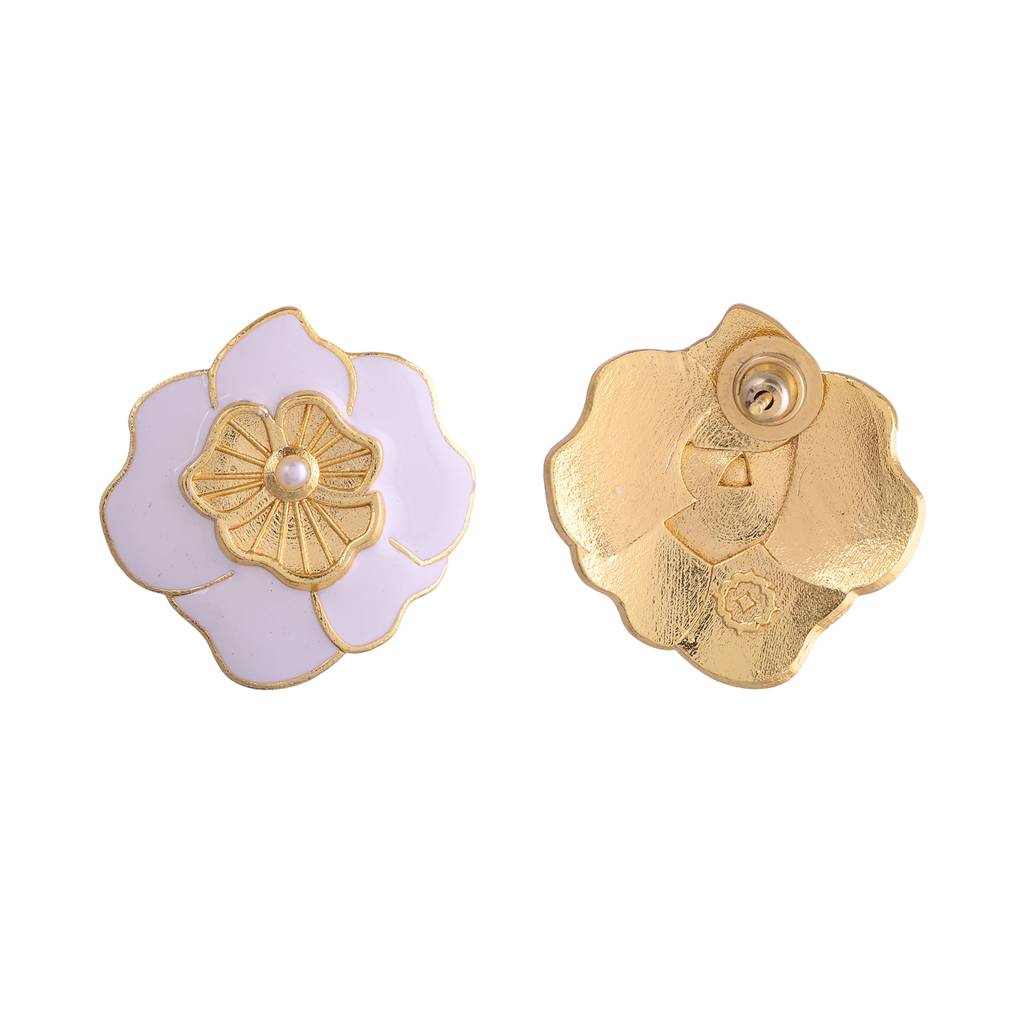 Flower Fantasy White Popi Flower Ear Studs : 8905124532227