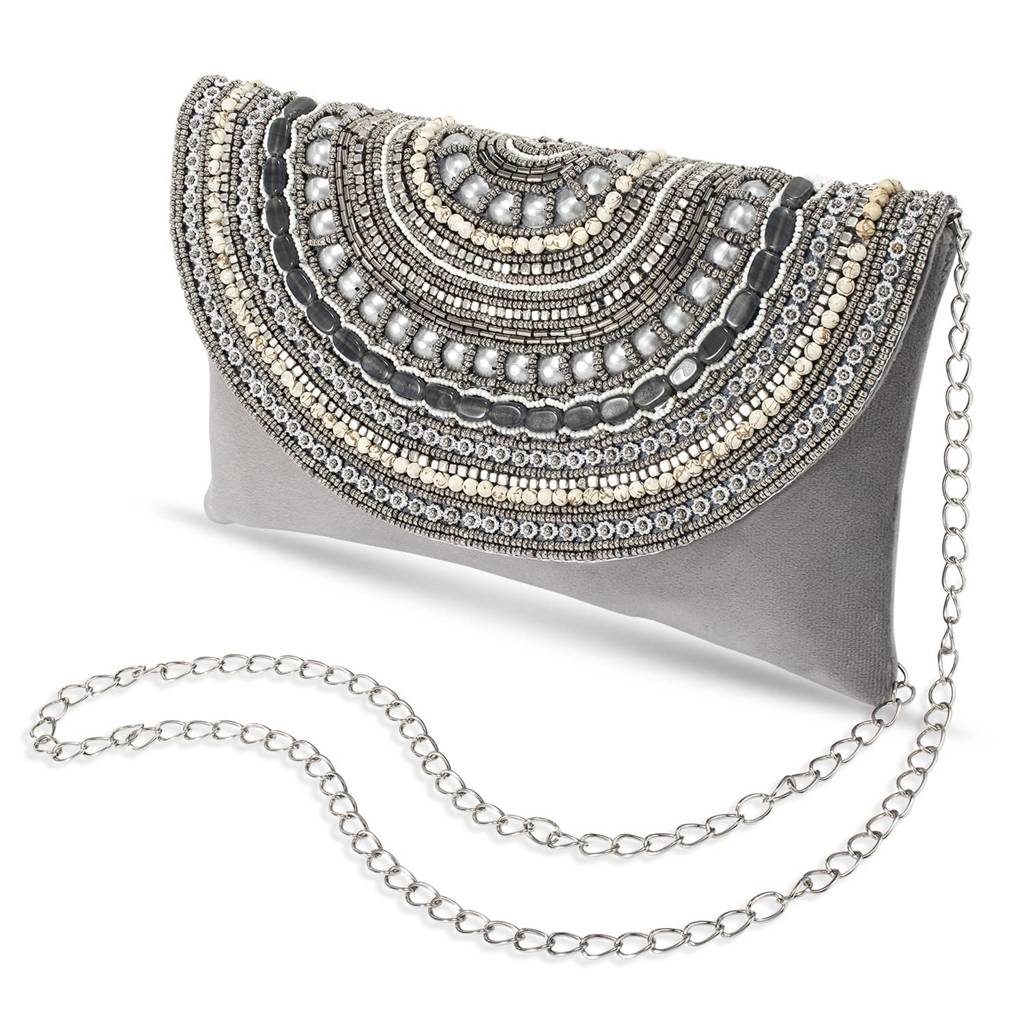 Clutch Purses For Women Wedding Handmade Evening Handbags Party Bridal Clutch (C12Bl) : C12GRY