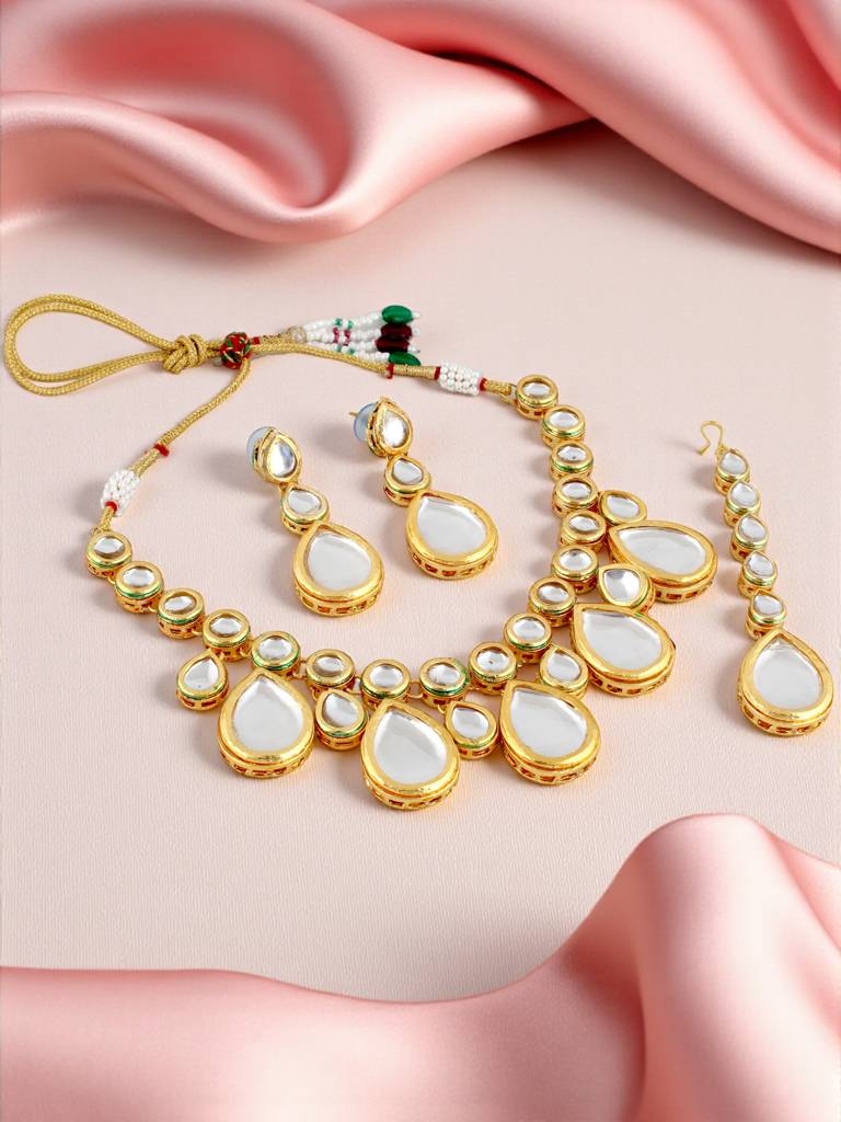 18K Gold Plating Back Meenakari Kundan Choker - Necklace Set For Women And Girls : 883-J5SK-1663