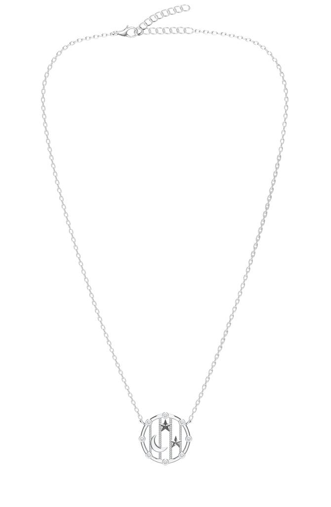 925 Sterling Silver Celestial Dream Catcher Moissanite Pendant With Chain : SILLUXP005_S