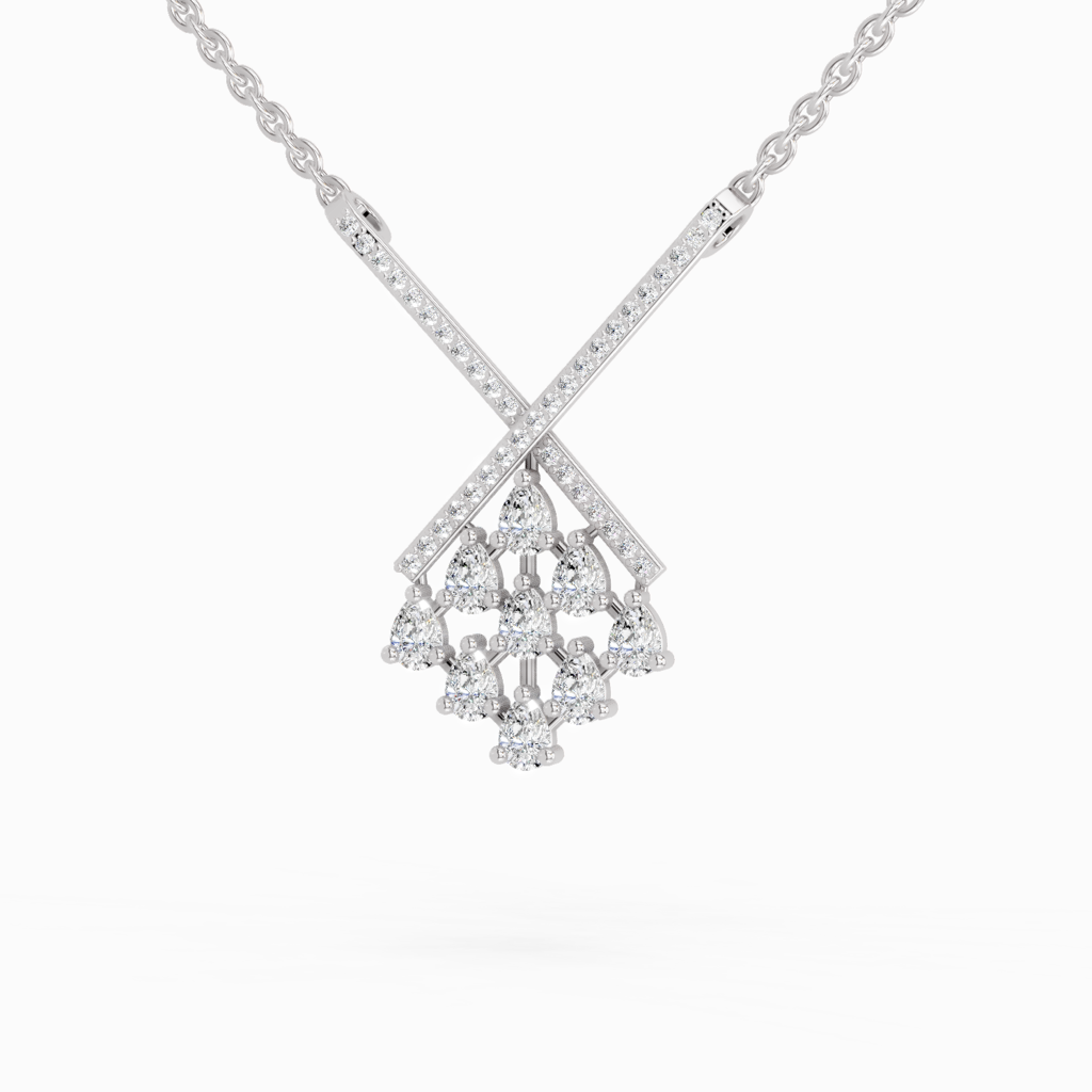 Lab Grown Diamond 0.94 Carat Pear Fashion Pendant Pendants14K : SPN19568-NK-14KW-094CT