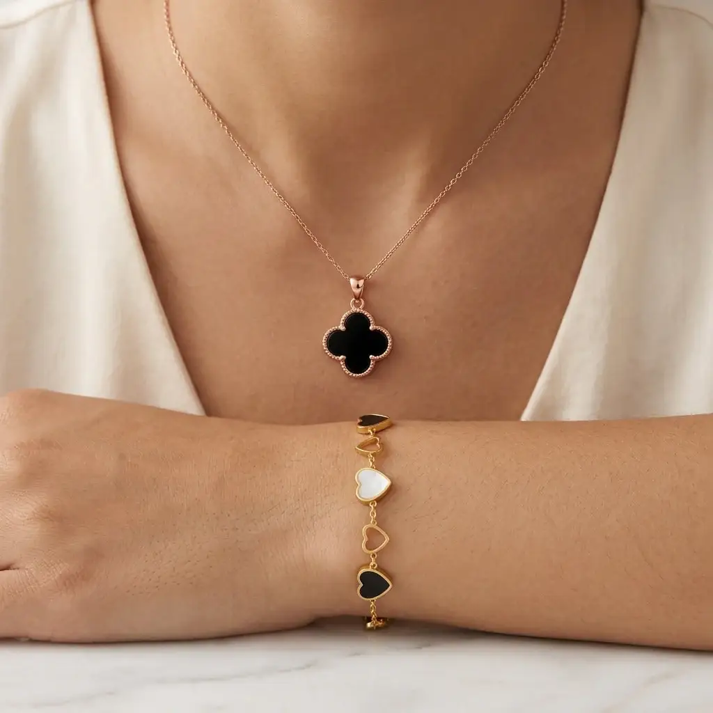 Midnight Enchantress Necklace And Bracelet Set For Mother : NBC-260-G-2