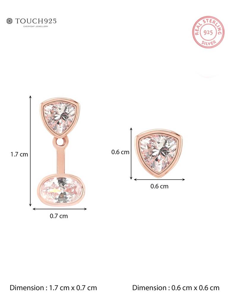 Pure 925 Silver Rose Dual-Stone Earrings : KBER2804