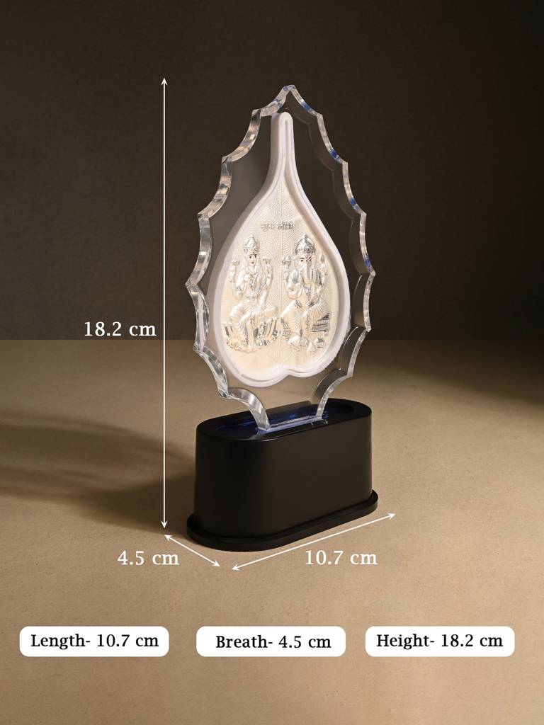 999 Silver Laxmi Ganesh Idol Stand : AMGFT186