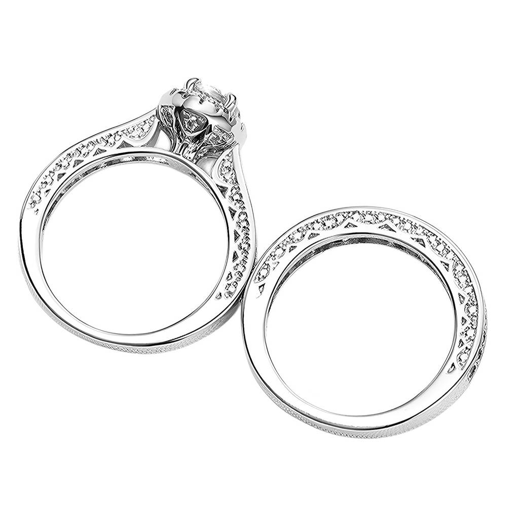 Silver Plated Crystal & Cz Studded Solitaire & Eternity Finger Ring Fancy Jewellery For Women & Girls (Size- Us 7) : PX9R3041-7