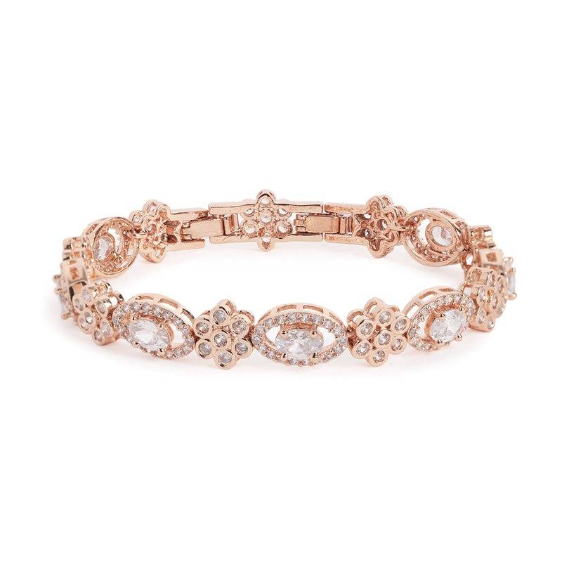 Rose Gold Plated Cz Tennis Bracelet For Women | Elegant Wear : AD-142-RGWEBR