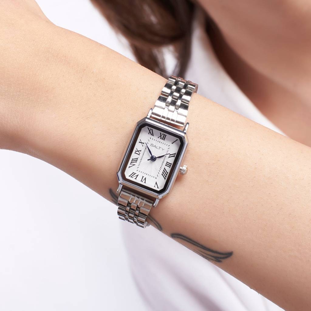 White Dial Silver Quartz Watch For Women : WT-S-0001-S-WH