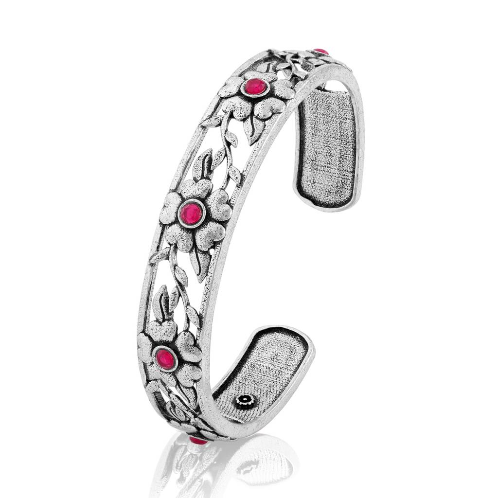 Phulwari Gulika Floral Oxidised Cuff Bracelet : 8905124579956