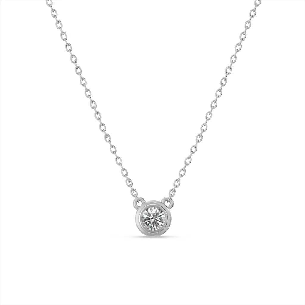Single Solitaire 9Kt Gold Laboratory Grown Diamond Necklace : NK9RG0017