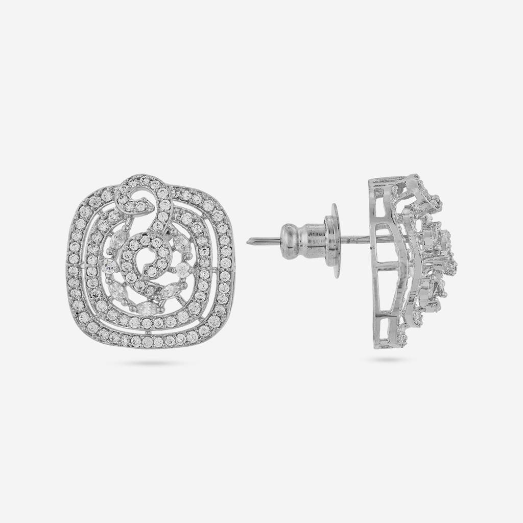 White Rodium - Plated Party Wear Zircon Pendant Set - 458710 : 458710