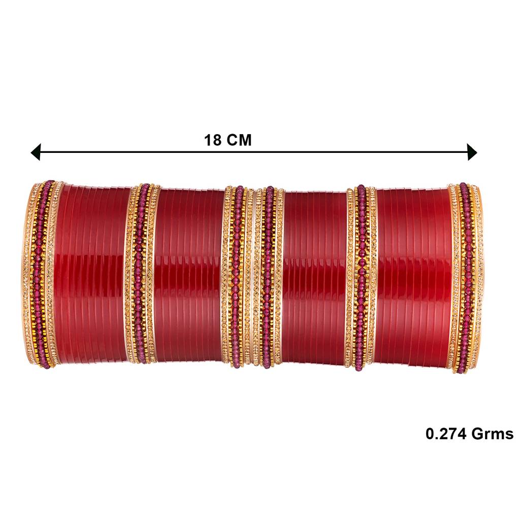 Peora Red Chuda Chura Bangle Set Indian Traditional Ethnic Wedding Bridal Dulhan Fashion Jewellery For Women : PF51B26R