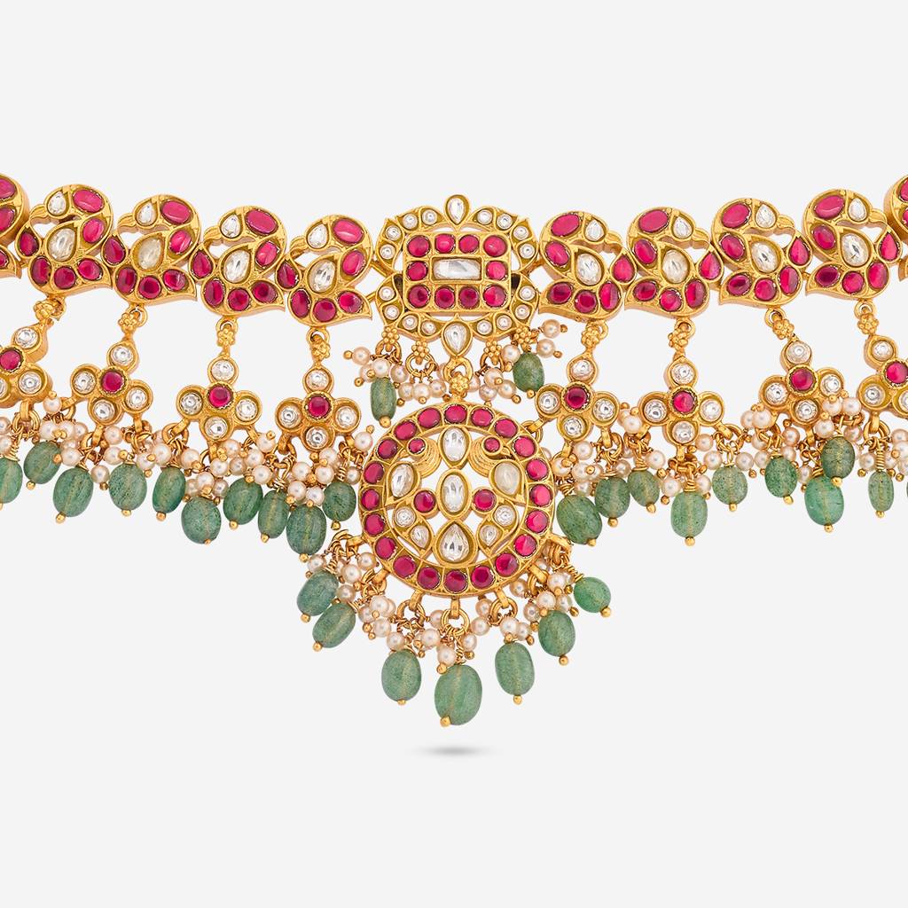 Ruby-Green Gold - Plated Bridesmaid Temple Necklace - 464829 : 464829