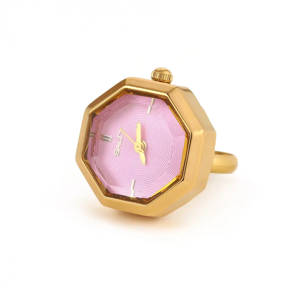 Octagon Golden Hour Watch Ring - For Women : WTR-S-0042-G-PK