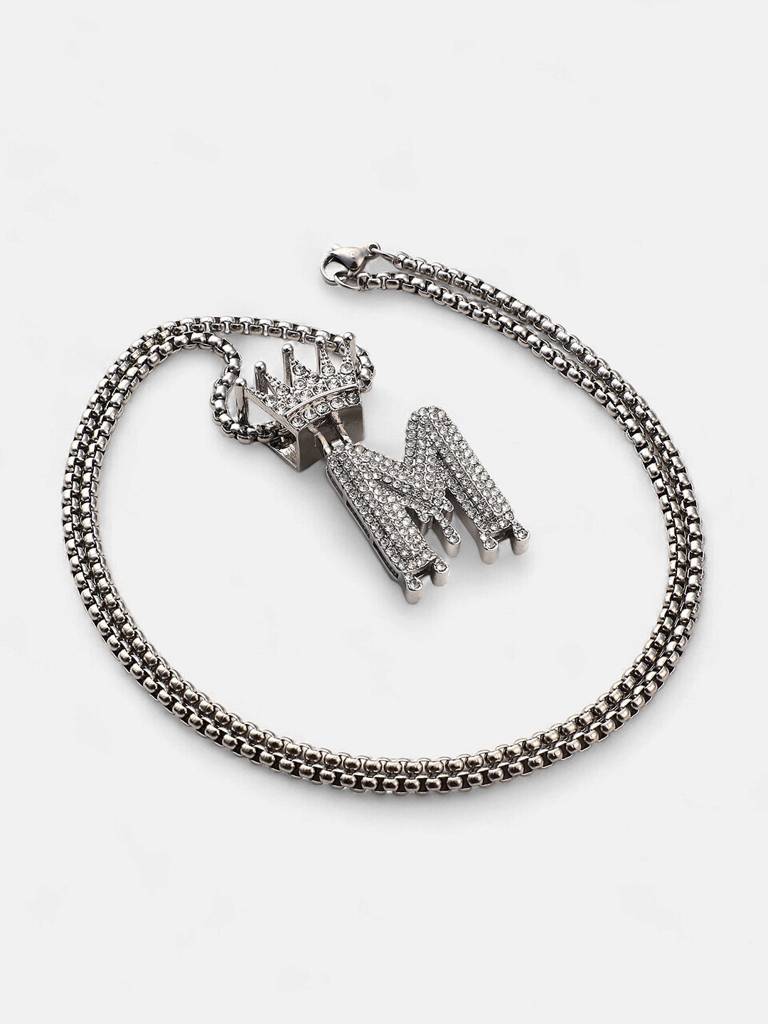 Men'S The Drip Alphabet Pendant Necklace - Metallic Silver : FANC1096-M