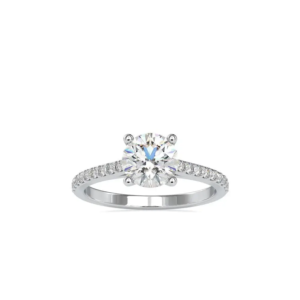 1.6 Carat Round Solitaire With Pave Ring : 09kYellowZNR60F10