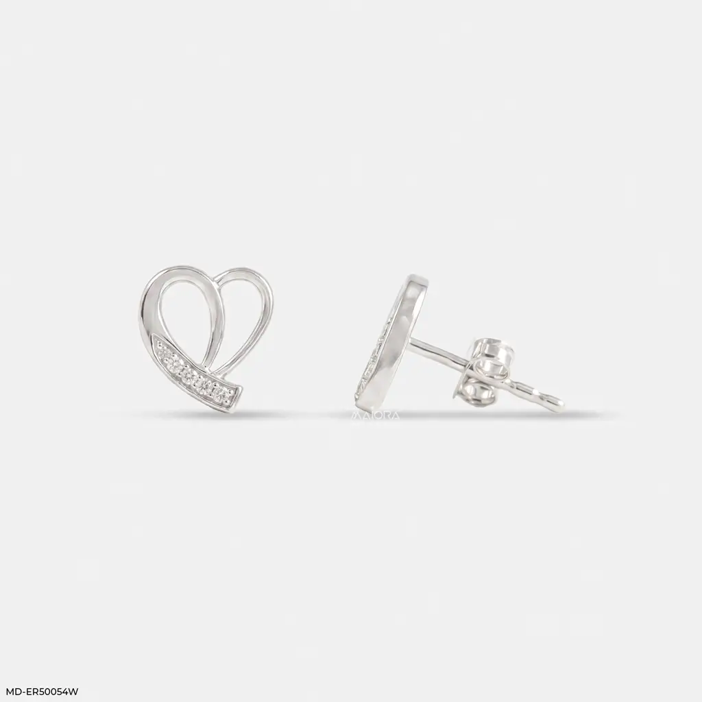 Heart Shape 925 Sterling Silver Daily Wear Stud Earrings : MD-ER50054W