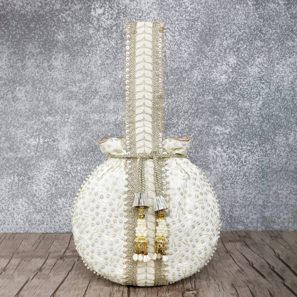 Potli Bags For Women Evening Bag Clutch Ethnic Bride Purse With Drawstring(P93Br) : P93W