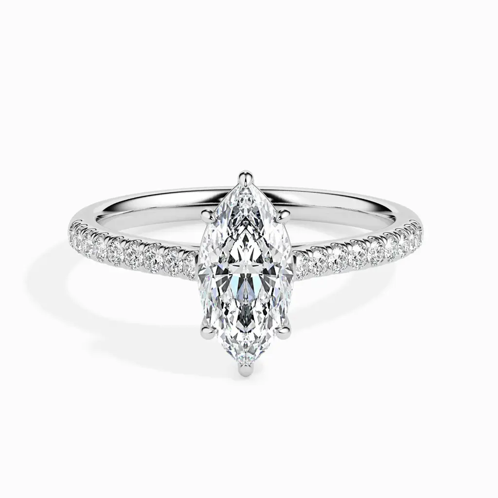 1.5 Carat Marquise Solitaire Ring In Diamond Band : 09kRoseZNR122F10