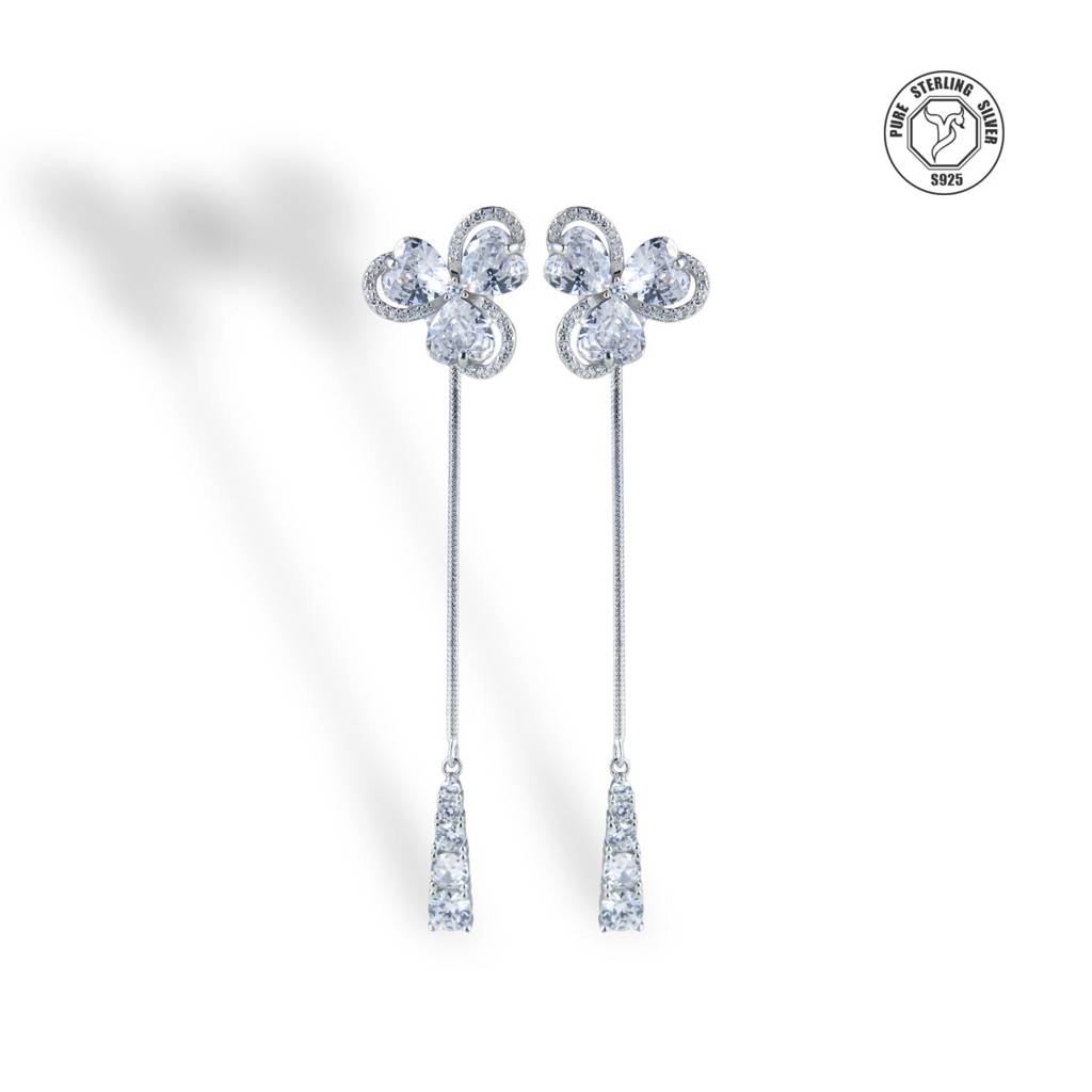 925 Sterling Floral Earrings : TRETL0044Silver
