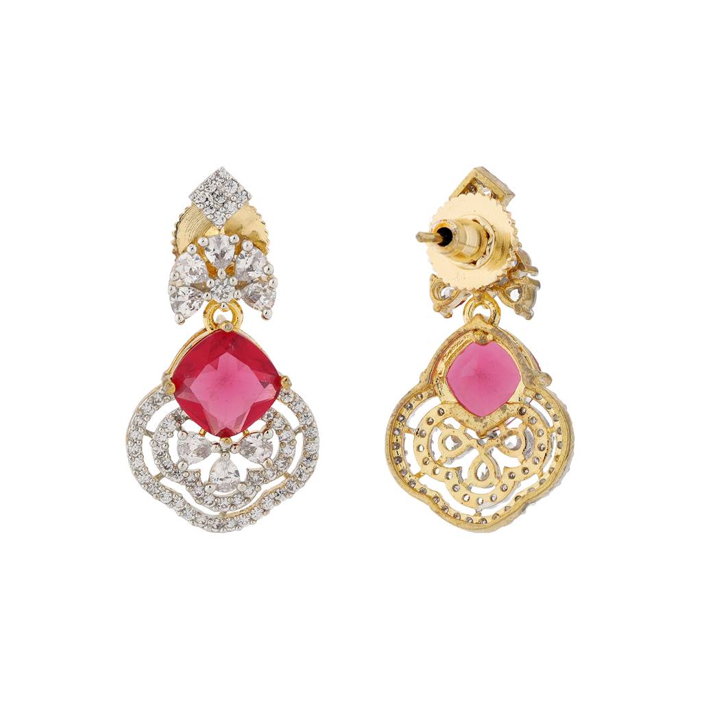 Sparkling Elegance Radiant Loop American Diamond Dangler Earrings : 8905124553536
