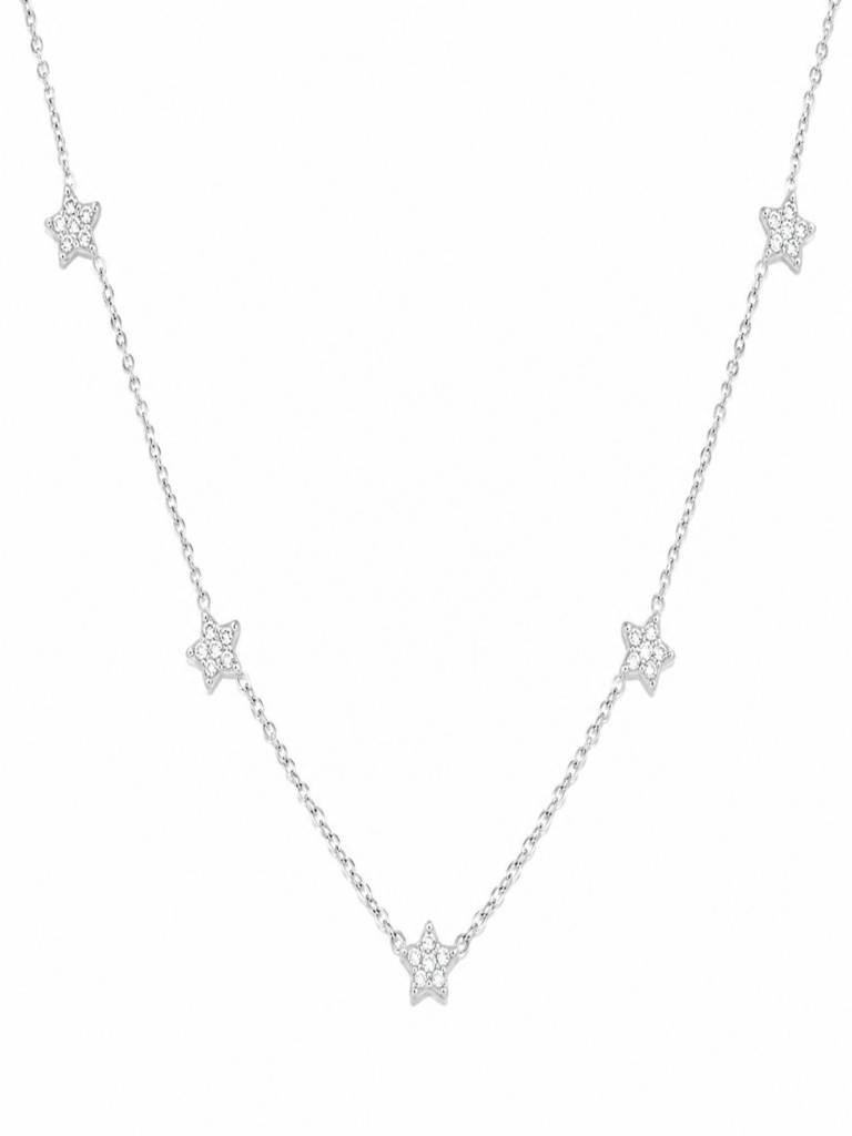 Thin Zircon Star Waterproof Anti-Tarnish Charm Necklace : ALL0726N2070S