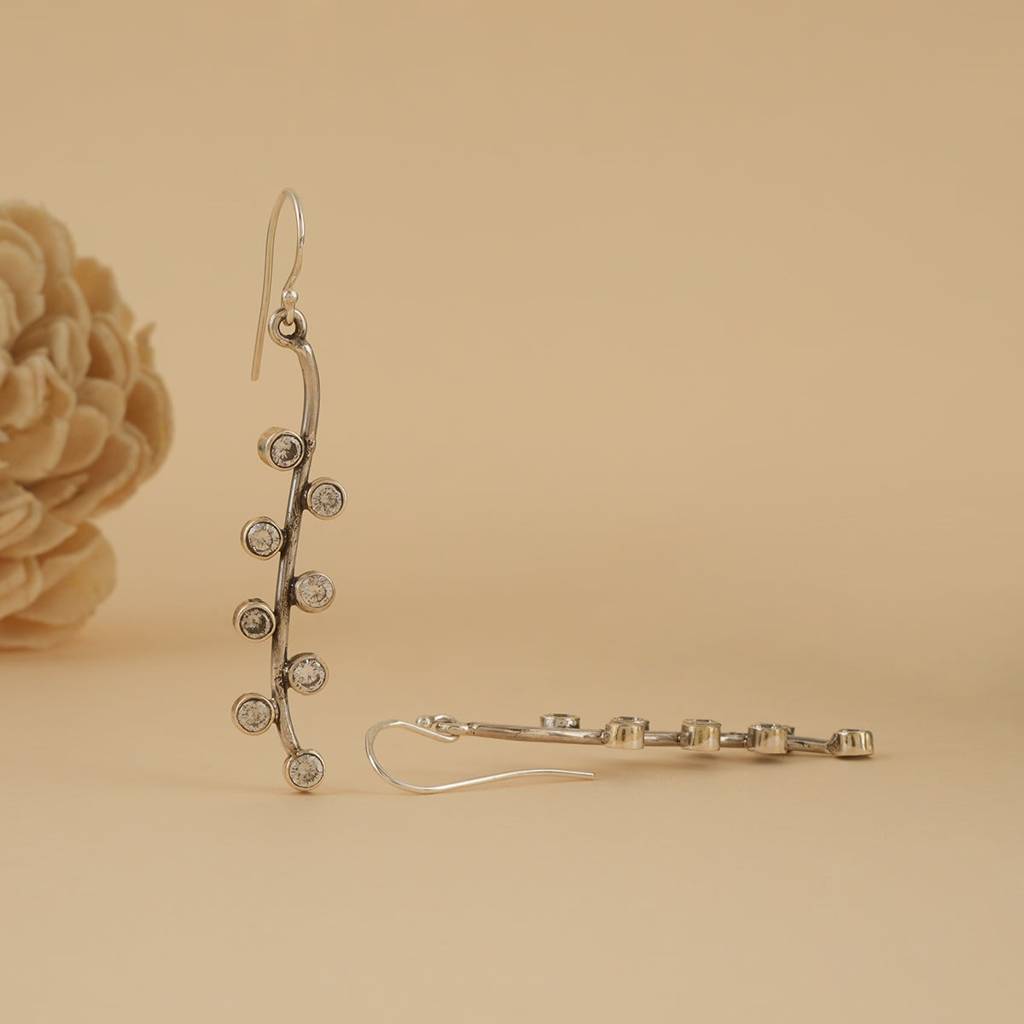 Wave Silver Drop Earrings : SSE937