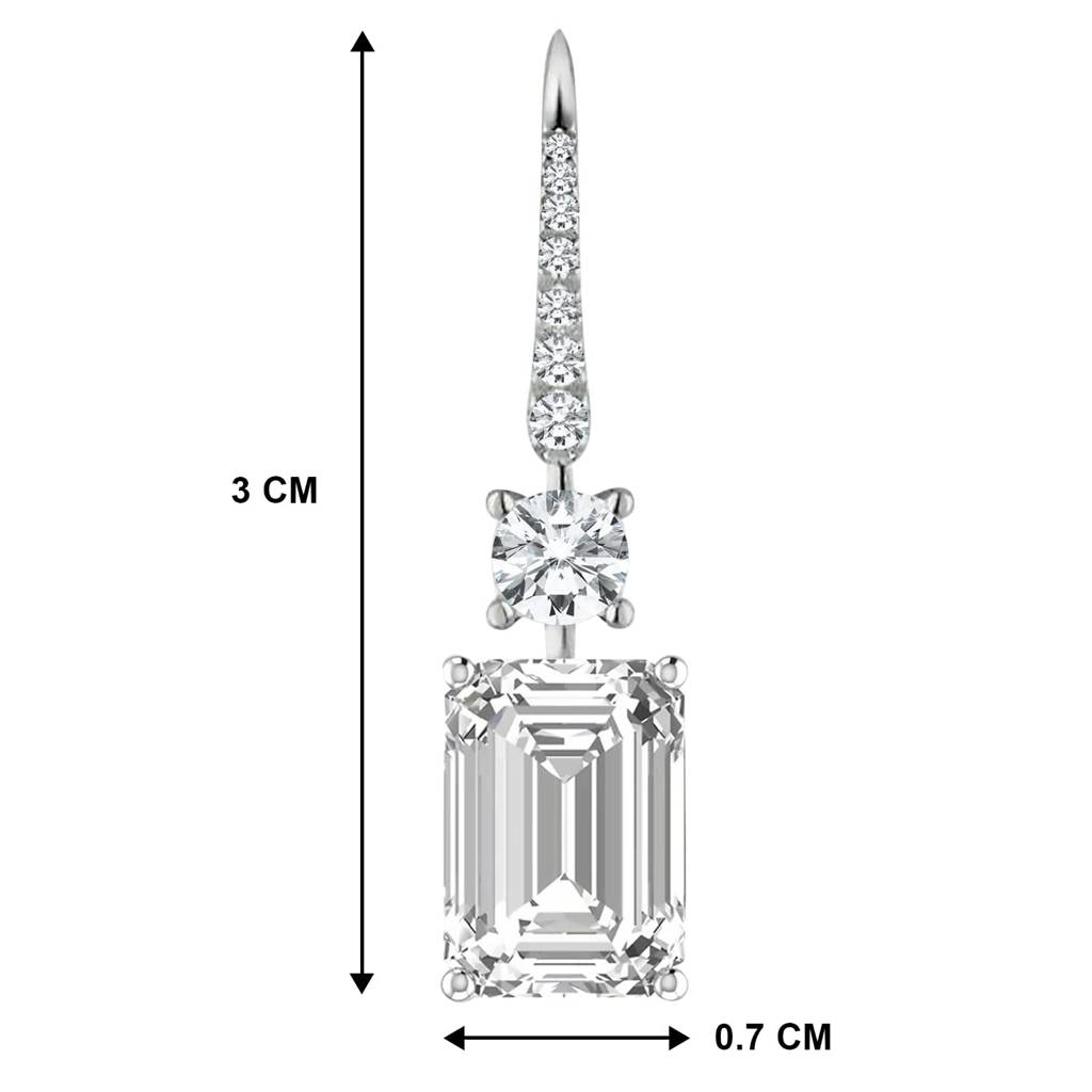American Diamond Studded Silver Plated Drop Earrings Fashion Stylish Jewellry Gift For Girls & Women (Px8E83) : PX8E83